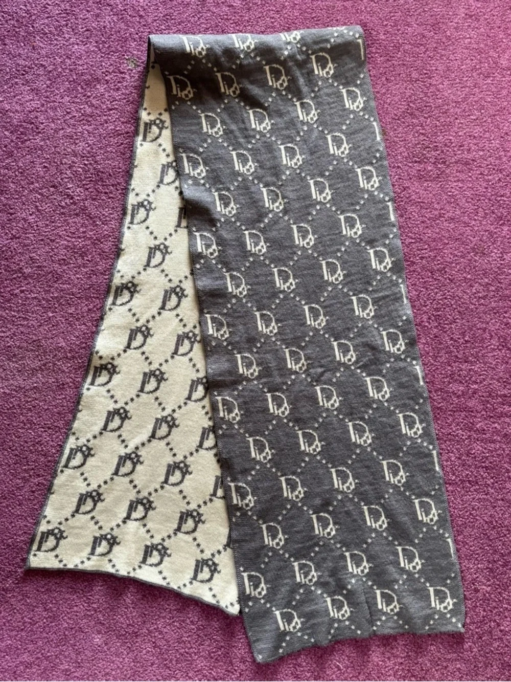 Dior Reversible Monogram Scarf - Black & Cream